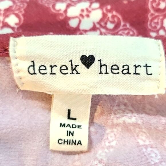 derekš¤heart Pinkā& White Shift Dress,Maroon Paisley Around the Bottom, Sz Large - Picture 8 of 9